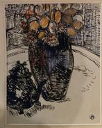 Mooie grote tekening van Jehan Frison, bloemstilleven, Antiek en Kunst, Ophalen