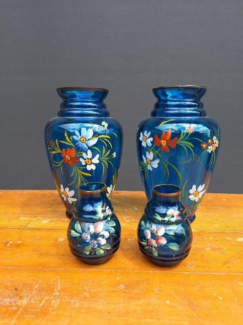Venetiaans blauwe handgeschilderde vazen, Antiek en Kunst, Antiek | Vazen, Ophalen