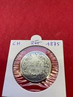 Zwitserland 2 francs 1875, Zilver, Ophalen of Verzenden