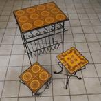 Origineel set vintage  bijzettafeltjes, Maison & Meubles, Tables | Tables d'appoint, Comme neuf, Métal ou Aluminium, Rectangulaire