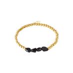 Bracelet stretch perlé en acier plaqué or jaune Black Rocks, Acier, Enlèvement ou Envoi, Avec pierre précieuse, Neuf