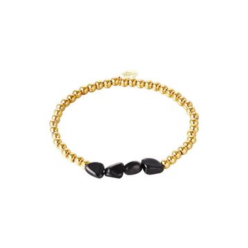 Bracelet stretch perlé en acier plaqué or jaune Black Rocks