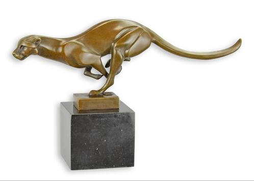 Bronzen Beeld van een Rennende Poema GRATIS LEVERING, Antiek en Kunst, Antiek | Brons en Koper, Brons, Verzenden