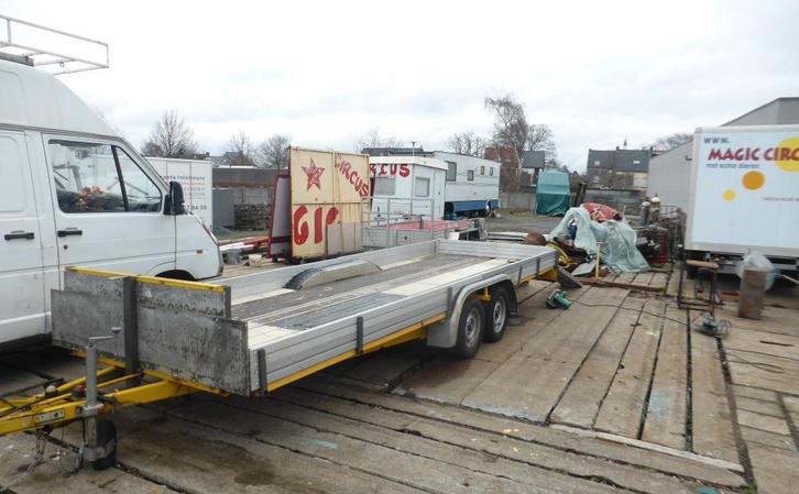 Platte aanhanger auto/landbouw van 5,5 x 1,80 m, Auto diversen, Aanhangers en Bagagewagens, Gebruikt, Ophalen