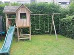 Houten speelhuis met 2 schommels en afrijs, Kinderen en Baby's, Speelgoed | Buiten | Speelhuisjes, Ophalen, Gebruikt, Hout