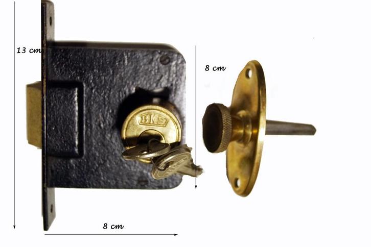 Antiek koperen BKS cilinder insteekslot, Doe-het-zelf en Bouw, IJzerwaren en Bevestigingsmiddelen, Nieuw, Overige typen, 50 tot 100 mm