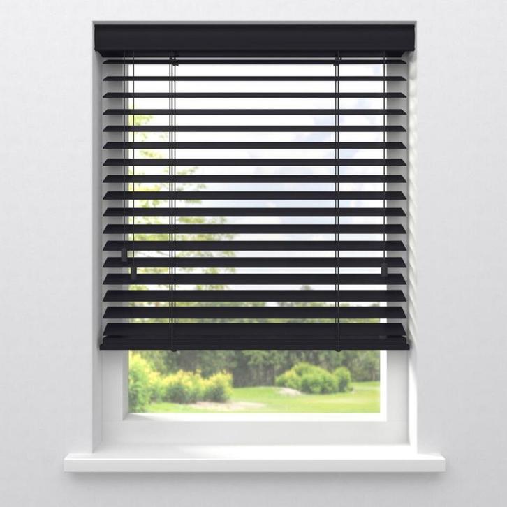 Nieuwe Fenstr zwarte Houten Jaloezie Hein Zand 2m75 x 1m52, Huis en Inrichting, Stoffering | Gordijnen en Lamellen, Nieuw, 100 tot 150 cm