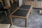 Eettafel in hardhout / graniet, Huis en Inrichting, Tafels | Eettafels, Ophalen, 200 cm of meer, 50 tot 100 cm, Vijf personen of meer