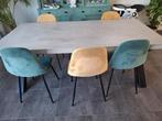 Betonlook eettafel met verplaatsbare stalenpoten, Huis en Inrichting, Tafels | Eettafels, Ophalen, 200 cm of meer, 50 tot 100 cm