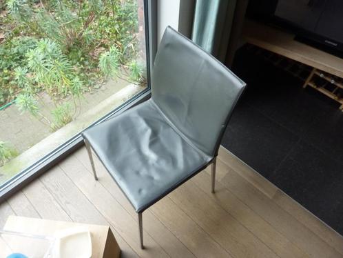 5 stoelen Zanotta Lia, Huis en Inrichting, Stoelen, Gebruikt, Vijf, Zes of meer stoelen, Leer, Metaal, Grijs, Ophalen
