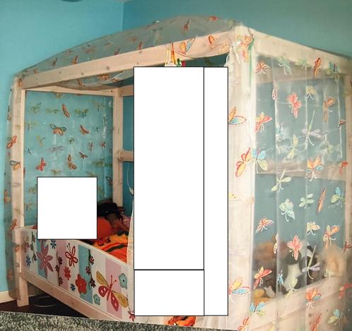 Hemelbed LIFETIME kleur whitewash dennenhout, Kinderen en Baby's, Kinderkamer | Bedden, Gebruikt, Lattenbodem, Ophalen