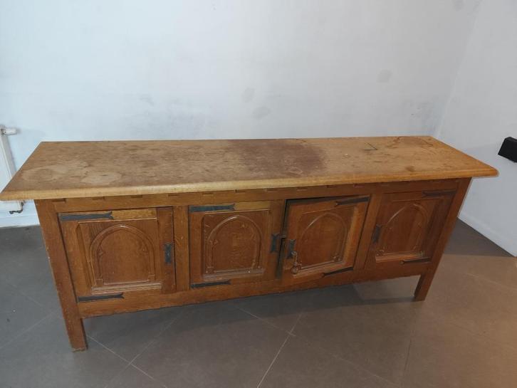 Houten dressoir met 4 deuren, Huis en Inrichting, Kasten | Dressoirs, Gebruikt, 200 cm of meer, 50 tot 75 cm, Met deur(en), Met plank(en)