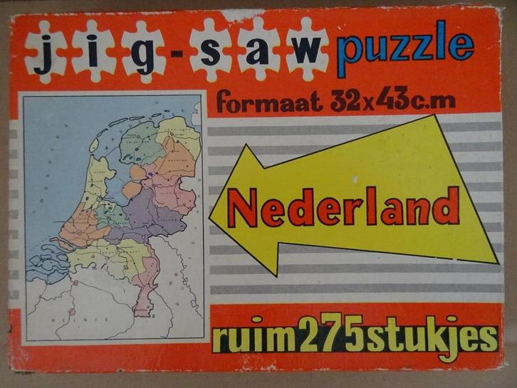 Vintage puzzel Jig-saw puzzle Nederland jigsaw puzzel 1960, Hobby en Vrije tijd, Denksport en Puzzels, Zo goed als nieuw, Legpuzzel