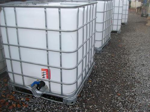 gereinigde ibc containers 1000l met kraan uit voedingsindust, Jardin & Terrasse, Barils de pluie, Comme neuf, Synthétique, 150 litres ou plus