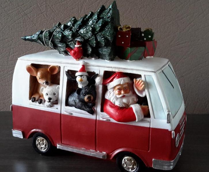 Autobus met Kerstman + dieren + LED ( NIEUW ), Diversen, Kerst, Nieuw, Ophalen of Verzenden
