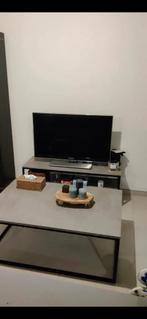 Tafel + tv-meubel. Grijs met zwarte structuur, Huis en Inrichting, Kasten |Televisiemeubels, Gebruikt, Ophalen
