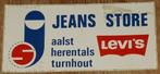 Vintage sticker Levi's Jeans Store retro 80s Turnhout, Verzamelen, Ophalen of Verzenden, Merk, Zo goed als nieuw
