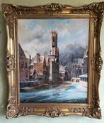 Schilderij Ad Bakker Rozenhoedkaai Brugge, Comme neuf, Enlèvement ou Envoi, Schilderij