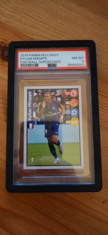 Kylian Mbappe rookie 2018 Panini Kellogg's PSA 8, Enlèvement ou Envoi, Comme neuf, Autocollant