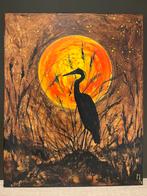 Peinture : héron, lune et étoiles - Mk Art, Antiquités & Art, Art | Peinture | Moderne, Enlèvement ou Envoi