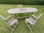 Table de jardin en teck+3 chaises, Enlèvement, Utilisé, Bois de teck