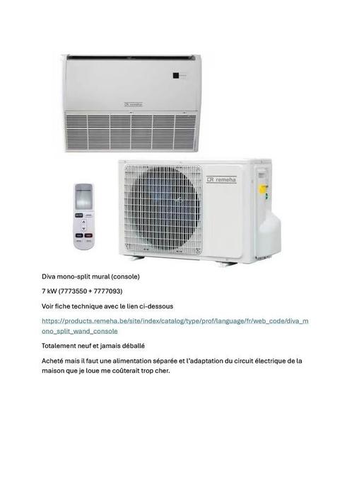 Remeha diva mono split 7kw, Elektronische apparatuur, Airco's, Nieuw, Ophalen