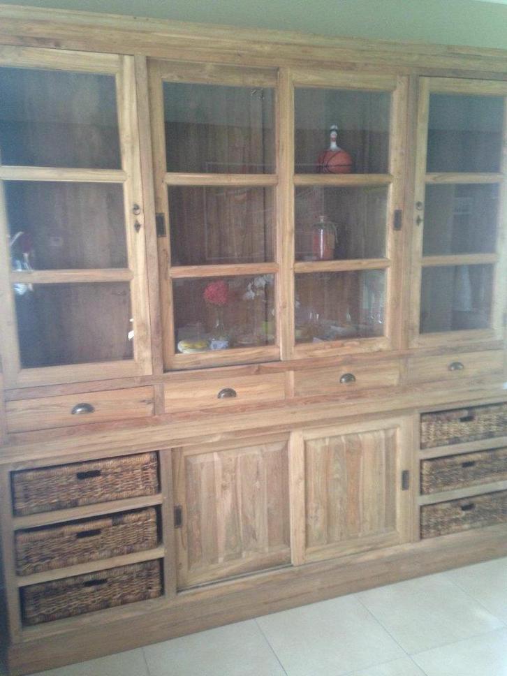 TECK dressoirkast, Huis en Inrichting, Kasten | Vitrinekasten, Zo goed als nieuw, 200 cm of meer, 200 cm of meer, 25 tot 50 cm