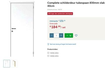 2 binnendeuren - complete set tubespan + kader, Doe-het-zelf en Bouw, 80 tot 100 cm, Binnendeur, Nieuw, Ophalen of Verzenden