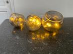 Glazen potjes verbonden met een lichtslinger, Huis en Inrichting, Ophalen of Verzenden, Zo goed als nieuw