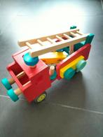 Houten brandweerwagen, Enfants & Bébés, Jouets | Jouets en bois, Comme neuf, Enlèvement ou Envoi