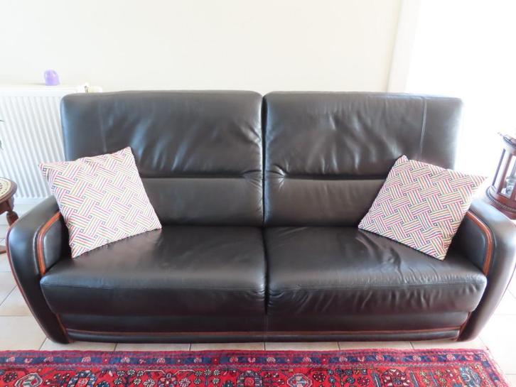 Lederen Zetel ( 3 ZIT), Huis en Inrichting, Zetels | Zetels, Gebruikt, Rechte bank, Driepersoons, 200 tot 250 cm, 75 tot 100 cm