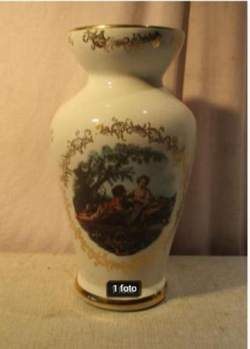 Beau vase antique en porcelaine peinte - 32 cm