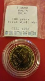 5 euro munt Malta 2014    100 years first world war, Malta, 5 euro, Ophalen, Losse munt