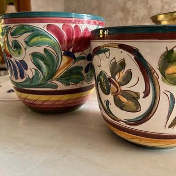 2 vintage bloemen cash-pots, ceramiek
