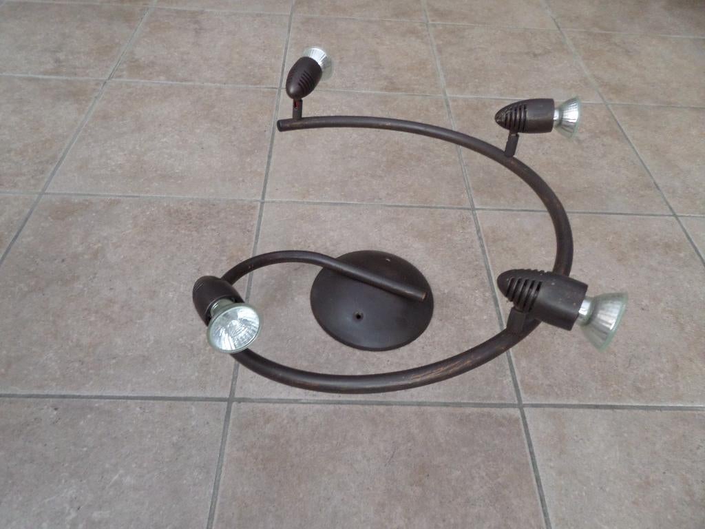 Bronskleurige plafondverlichting met bijhorende spotjes, Enlèvement, Comme neuf, Autres matériaux
