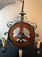 Vintage wagon wheel hanglamp, Antiek en Kunst, Ophalen