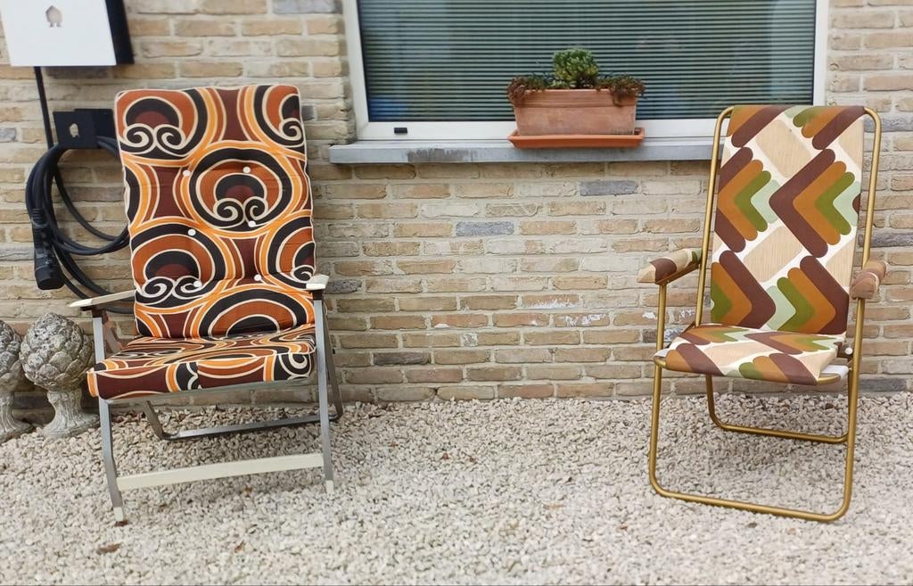 2 vintage Tuinstoelen + extra kussen, Tuin en Terras, Ophalen of Verzenden