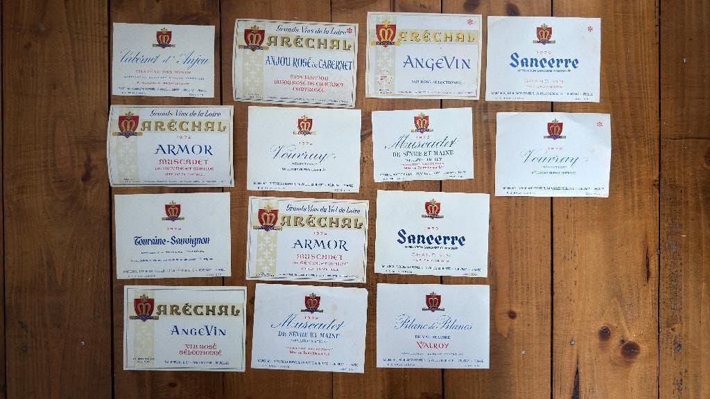 Lot d'étiquettes de vin non utilisées - Maréchal - 1970-1973, Collections, Enlèvement ou Envoi, Comme neuf, Autres types