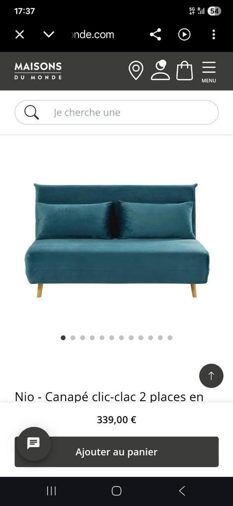 Canapé Maisons du monde convertible 2 places, Maison & Meubles, Chambre à coucher | Canapés-lits, Bleu, Enlèvement