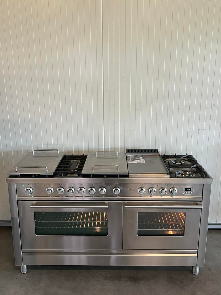 Luxe Boretti Fornuis 8 pits RVS dubbele oven - 150 cm breed, Ophalen