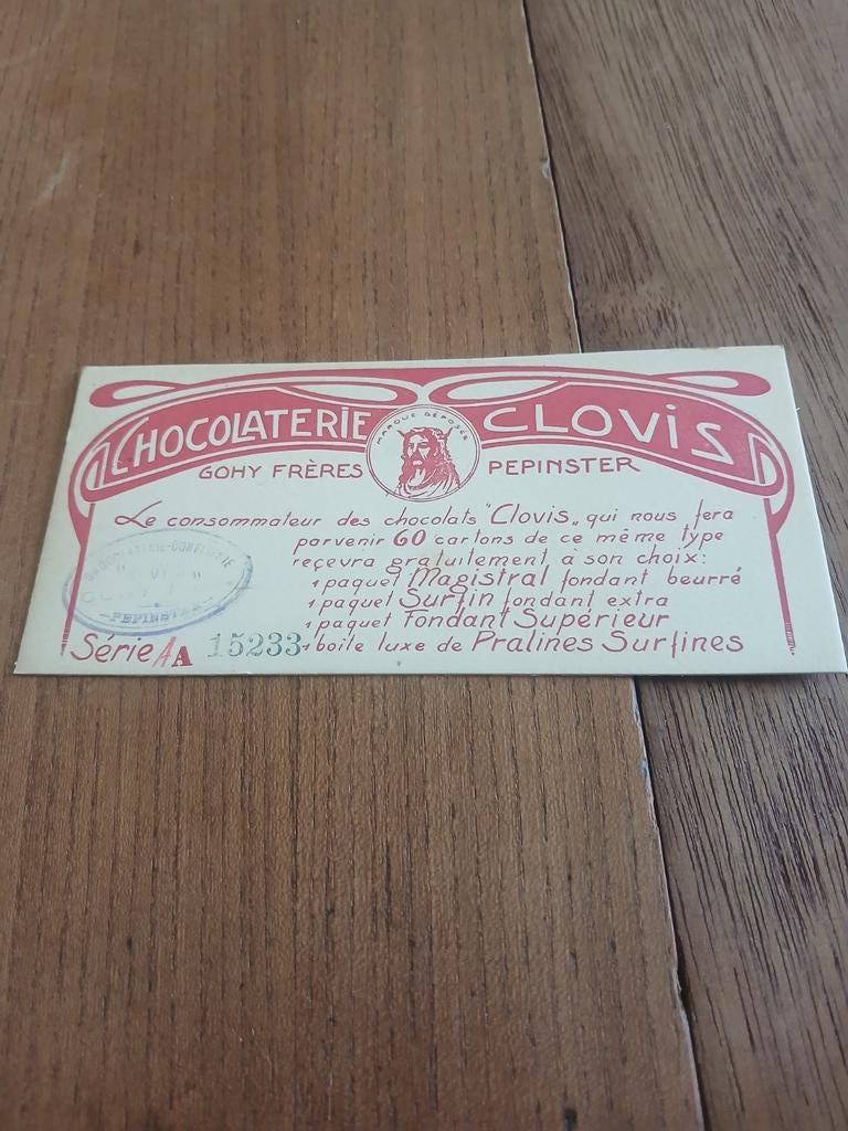 Chocolaterie clovis, Collections, Marques & Objets publicitaires, Enlèvement ou Envoi