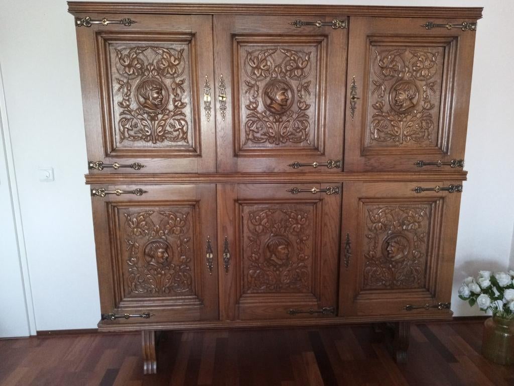 Unieke Mechelse set, servieskast+salontafel+schrijftafel, Enlèvement