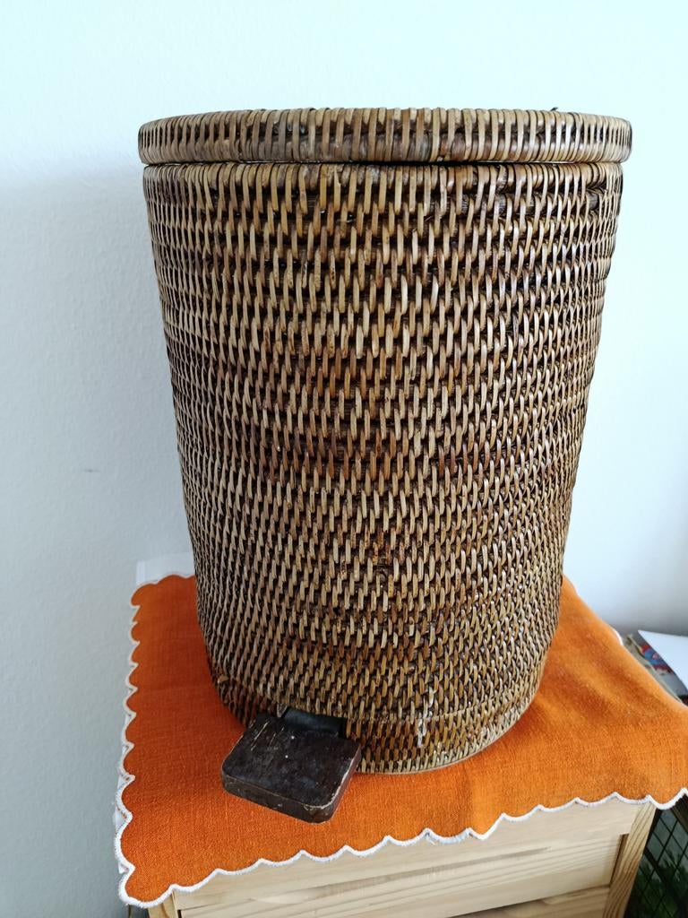 Poubelle rotin tissé ..bambou.. bois, Ophalen, Gebruikt