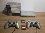 PS2 Slim Silver + 12 jeux + 2 manettes, Enlèvement ou Envoi, Utilisé, Argent, Avec jeux