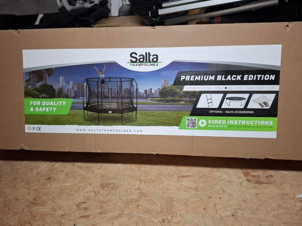 Trampoline van 251cm met ladder en grondankers, Ophalen, Gebruikt