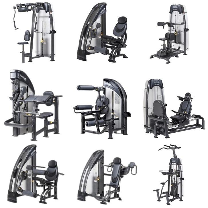 Sportsart - Krachtset 9 delig, Sports & Fitness, Équipement de fitness, Utilisé, Autres types, Bras, Jambes, Pectoraux, Abdominaux