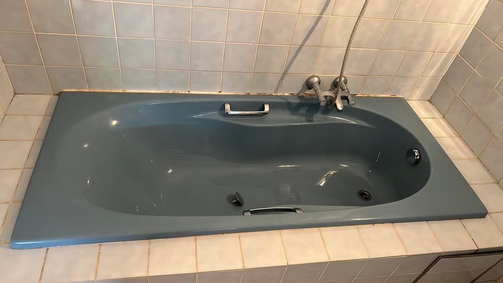 Vintage badkamer blauw, Maison & Meubles, Enlèvement, Utilisé, Avec baignoire