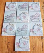 Vintage Italiaanse lichtblauwe tegels, serviesgoed, bloemen, Enlèvement ou Envoi