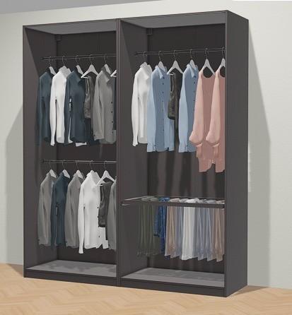 Armoire penderie Pax 200x58x236 cm noir brun, Maison & Meubles, Armoires | Penderies & Garde-robes, Enlèvement