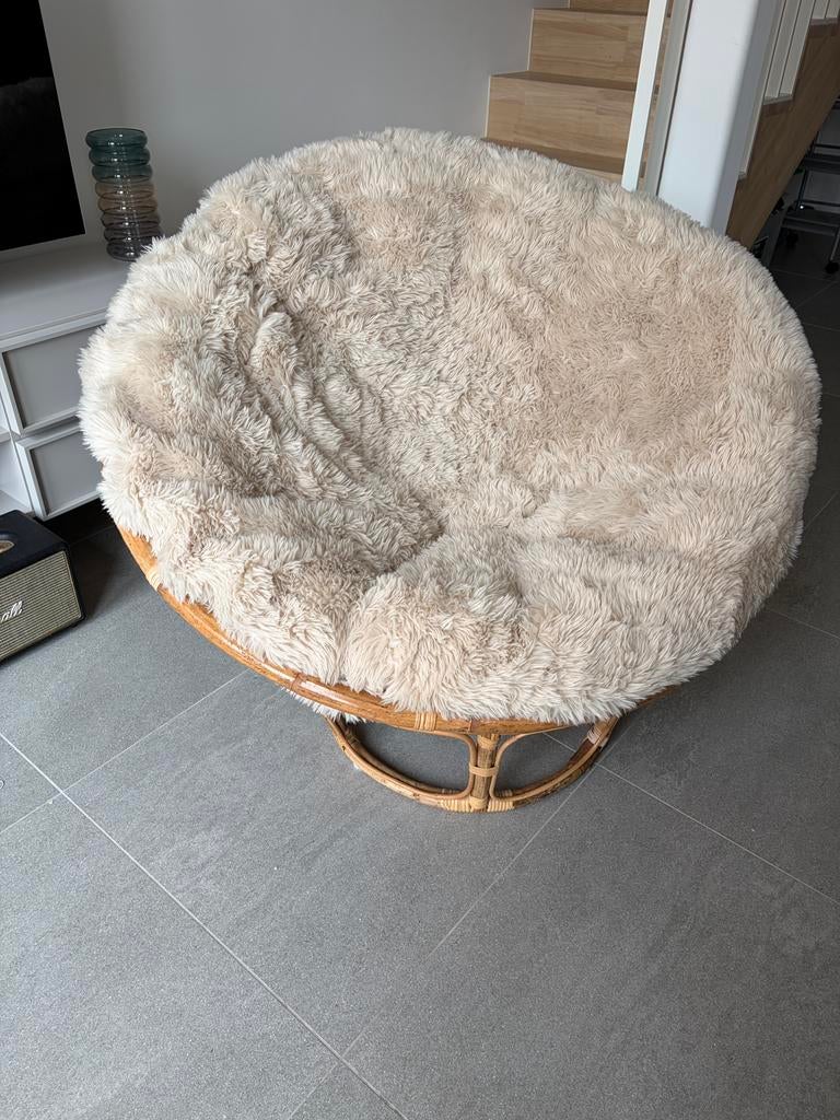 Fauteuil papasan Jysk JORDRUP Ø100 cm + housse teddy Casa, Maison & Meubles, 75 à 100 cm, Osier ou Rotin, Bohemian, Enlèvement